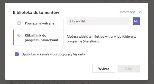 dodawanie biblioteki sharepoint 