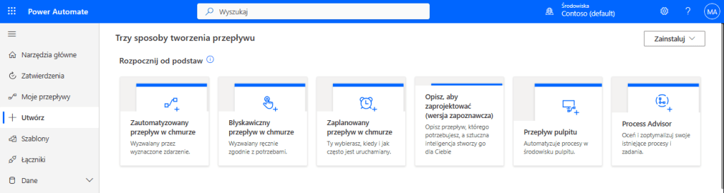 automatyzacja przepływów procesów biznesowych z usługą power automate