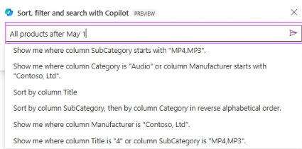 filtrowanie copilot w power apps