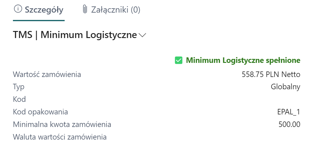 minima logistyczne rozszerzenie business central