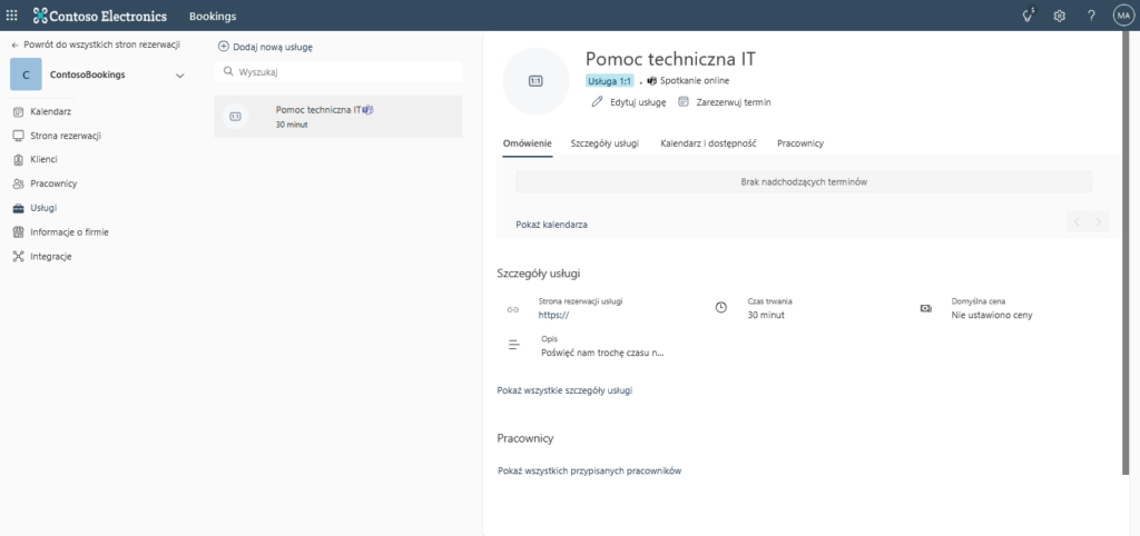 system rezerwacji w Microsoft 365