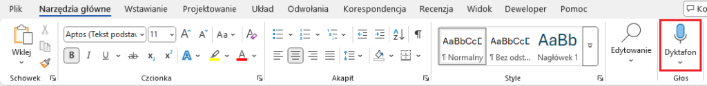 dyktafon w microsoft word