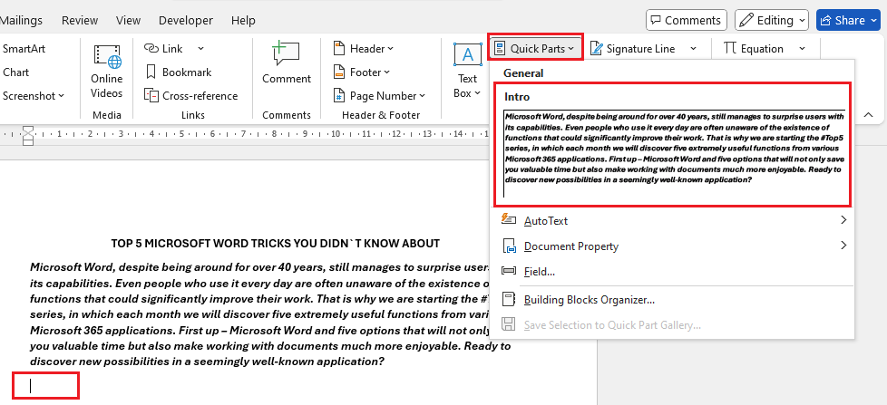 new functions in microsoft word