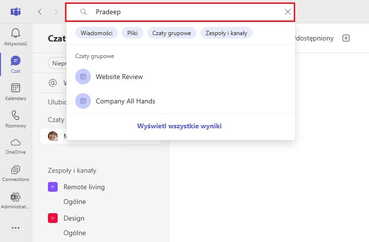 ukrywanie chatów teams