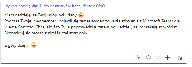 teams zaplanowana wiadomość