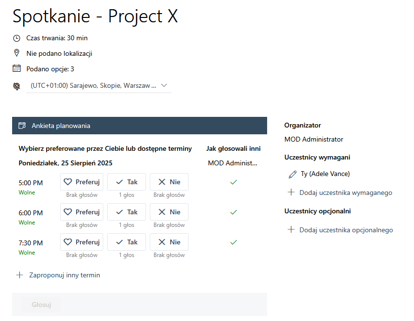ankiety planowania spotkań