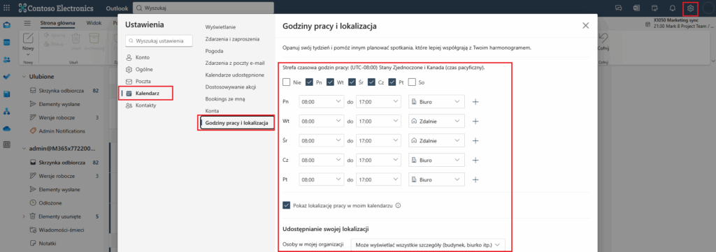 funkcje kalendarza outlook