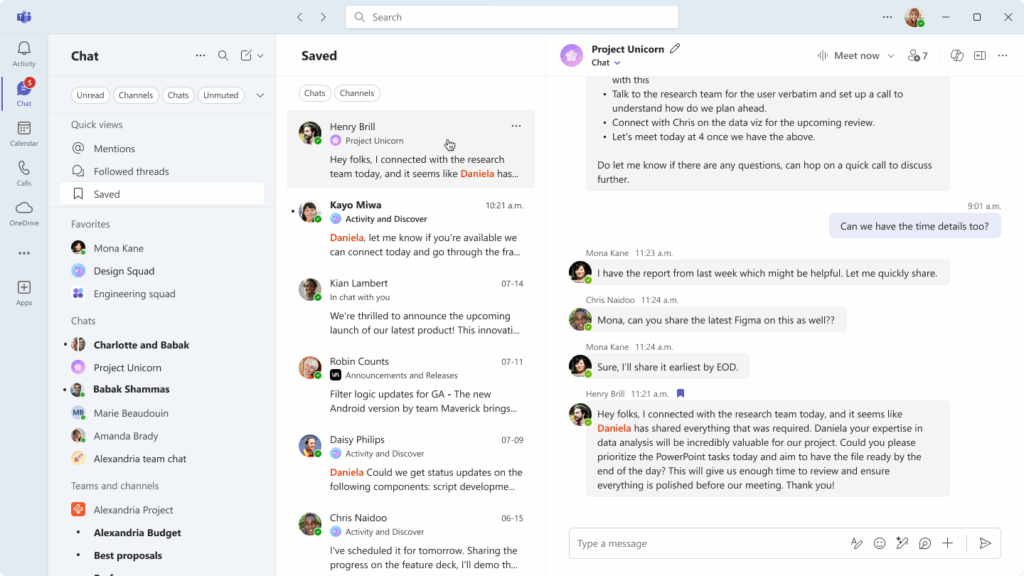 microsoft teams save chat
