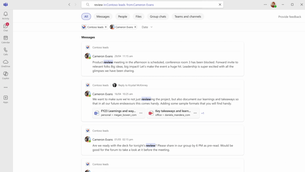 microsoft teams search SQL