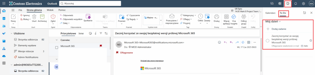 oflagowany mail w microsoft to do