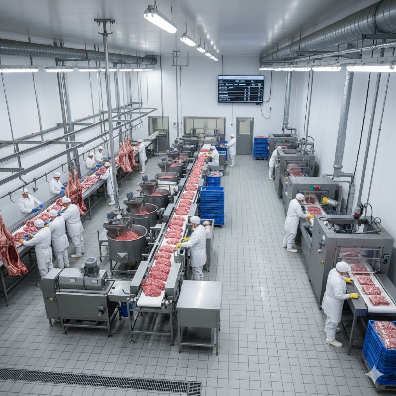 hala produkcyjna w zakładzie mięsnym