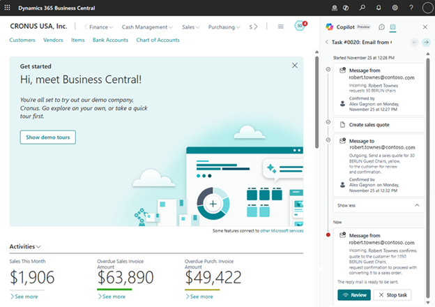 Copilot w Microsoft Dynamics 365 Business Central