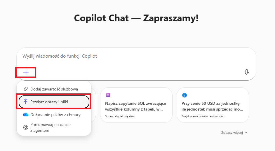 copilot chat dodawanie plików