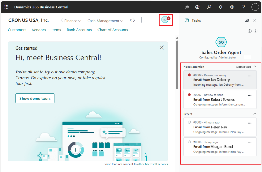 sales order agent w Business Central