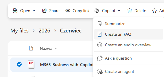 tworzenie faq z copilotem