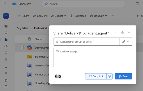 udostępnianie agenta ai w onedrive